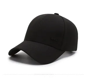 Close-up of black cotton baseball cap showing SPORT logo and detailed twill fabric texture