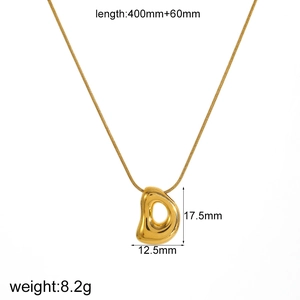 Detail view of 18k gold plated D-letter pendant necklace with size specifications
