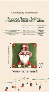 Detailed size specifications and weight chart for the burlap Christmas pillow covers