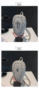Detail showing Gothic khaki crossbody bags with cross and skull metal ornaments