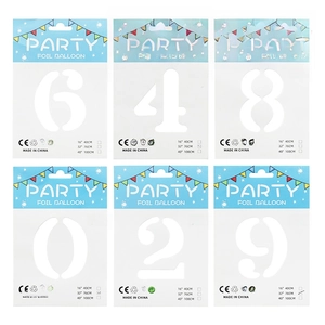 White 40 inch foil balloon set in numbers 0-9 for birthday party decorations