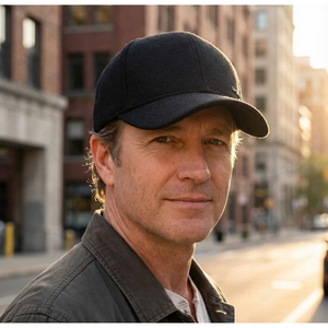 Close-up of winter wool baseball cap featuring a silver sport emblem on the side