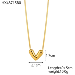 Gold layered heart pendant necklace with snake chain and adjustable length dimensions