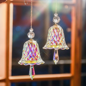 Crystal Wind Chime Hanging Bell Suncatcher Glass Iridescent Prism Rainbow Maker For Window Home Garden Decor