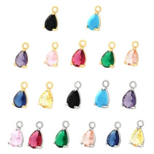 Colorful teardrop zircon pendants in gold and silver finish for DIY jewelry making