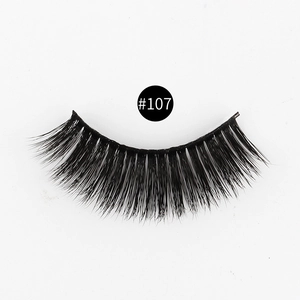 Macro detail of dense #107 3D false eyelashes showing fibers and neat root alignment