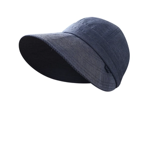 Navy denim sun hat for women with a wide brim and minimalist casual newsboy cap style