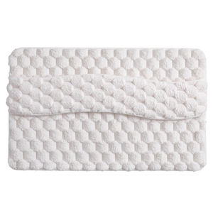 White memory foam bathroom mat with honeycomb texture for quick-dry anti-slip use