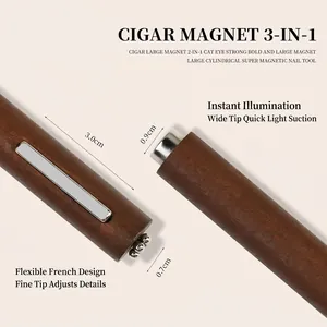 Professional 3-in-1 magnetic nail tool with wood handle for cat eye gel polish effects