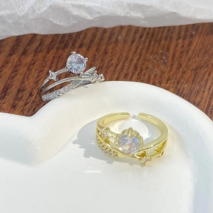 Cosmic planetary orbital rings with zircon stones in gold and silver finish