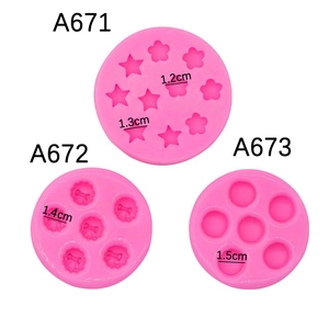 Pink silicone mini star and flower fondant molds for dessert decoration and chocolate DIY