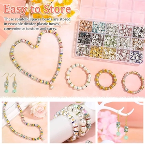 DIY jewelry making kit with colorful spacers, pearls and letter beads in storage box
