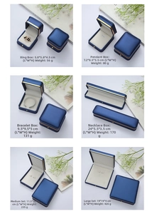 Deep blue premium jewelry boxes with gold edges for rings and necklaces, six sizes set