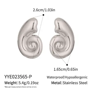 Detailed size specifications for silver conch spiral nautilus stainless steel earrings