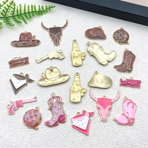 Detailed collection of colorful enamel western cowboy charms for DIY jewelry making