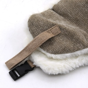 Winter corduroy aviator hat with warm faux fur lining and adjustable chin strap closure