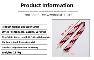 Adjustable colorful shoulder strap detail showing the 3.8cm width and 80-140cm length range