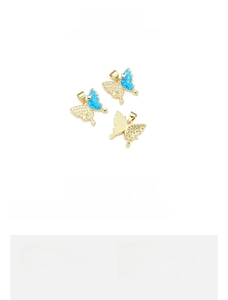 Detailed dimensions of butterfly pendant with blue opal in 18K gold plated copper