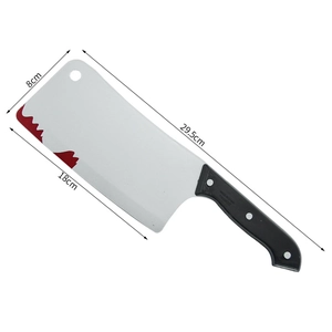 Halloween fake bloody cleaver toy made of plastic for costume parties and pranks, 29.5cm