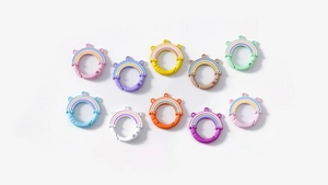 Detailed set of ten colorful macaron spring o-rings for DIY crafts and keychains