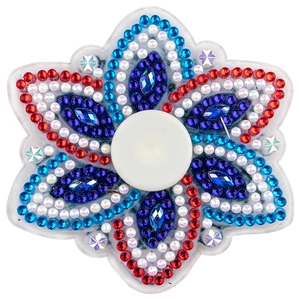 DIY diamond painting flower spinner toy with colorful crystals and bohemian pattern