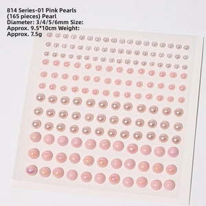 Pink pearl stickers in mixed sizes 3-6mm for hair accessories and nail art decoration