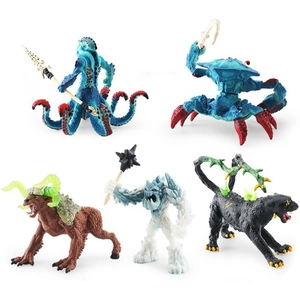 Mythical creature figures set including Kraken warrior, Ice Giant, and Shadow Panther models