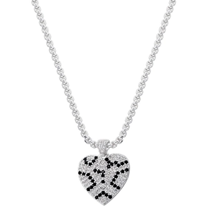 Silver hip-hop heart pendant necklace with 520 zircon stones and classic cross chain