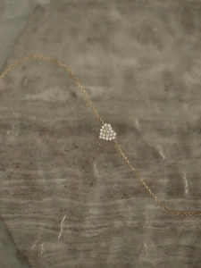 Minimalist s925 silver 14K gold plated bracelet with zircon heart charm and slim chain