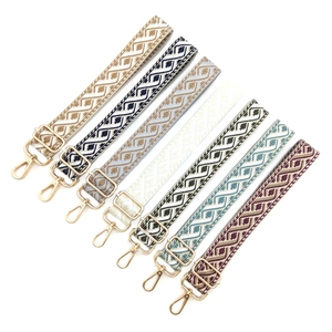 Bandoulières tissées larges pour sacs avec motifs ethniques et crochets en métal doré