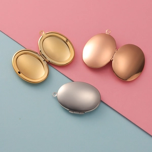 Oval Locket Pendant 316L Stainless Steel Mirror Polished Openable Photo Frame For DIY Jewelry Making Necklaces