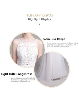 Détail macro de broderie française et tulle doux sur une robe de mariée blanche