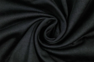 Macro shot of black pleated fabric texture showing fine knit weave and soft drape