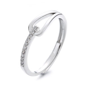 Anello geometrico a goccia d'acqua con pavé di zirconi scintillanti in finitura argento