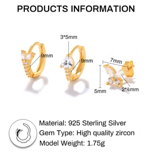 Detailed specs of 925 sterling silver star and evil eye earring set with zircon