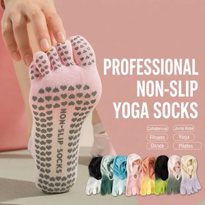Non Slip Split Toe Yoga Socks Women Cotton Blend Gradient Tie Dye Backless Cross Straps Pilates Fitness Dance