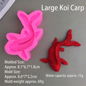 Detail view of 3D goldfish silicone mold showing intricate scales and fish shape