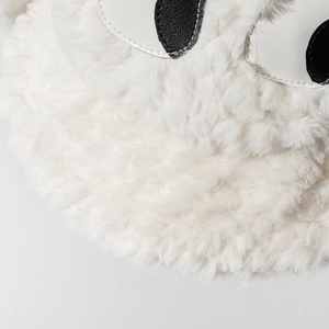 Chapeau bob en peluche blanche avec oreilles de chien et yeux de dessin animé mignons