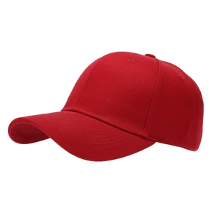 Classic solid red baseball cap with structured crown and curved brim on white background