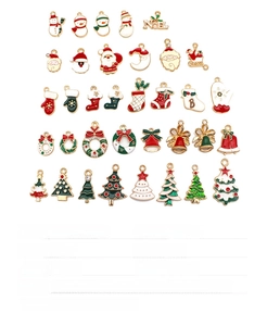 Detail of colorful enamel Christmas charms made of zinc alloy for DIY jewelry