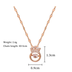 Detailed specs of crown pendant with dimensions 1.3cm x 0.9cm and 45cm chain length