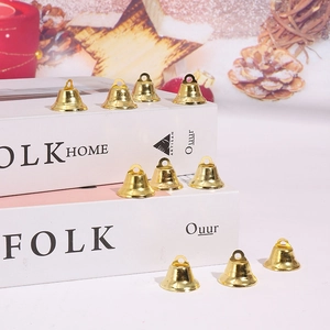 Set of 10 golden 2cm metal Christmas bells for DIY crafts and tree decoration