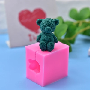 Stampo in silicone per orsetto 3D per sapone e candele fai-da-te con trama a nido d'ape