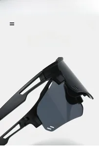 Detail of lightweight super elastic matte black cycling sunglasses with polarized lenses