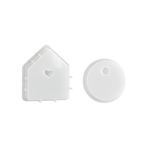Silicone heart house and round candlestick mold set for DIY resin and plaster casting