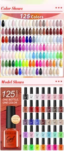 LILY'CUTE UV/LED gel polish collection showing 125 color swatches in 7ml bottles