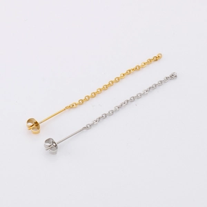 DIY jewelry 18K gold and silver plated ear nut butterfly back with long tassel drop chain