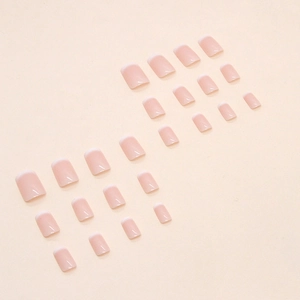 Classic nude and white French tip press-on nails in square shape set for manicure