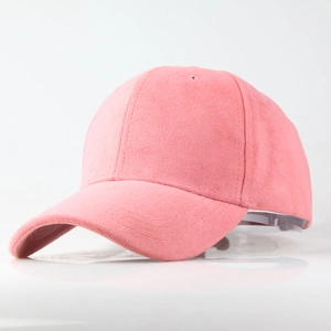 Minimalist pink suede baseball cap with a classic curved brim for men and women