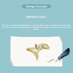 Detailed view of golden fox-shaped adjustable ring with delicate brushed texture